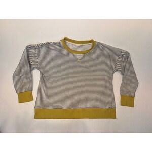 Hem & Thread Women Striped Crewneck Sweatshirt Purple Yellow Size M Pullover